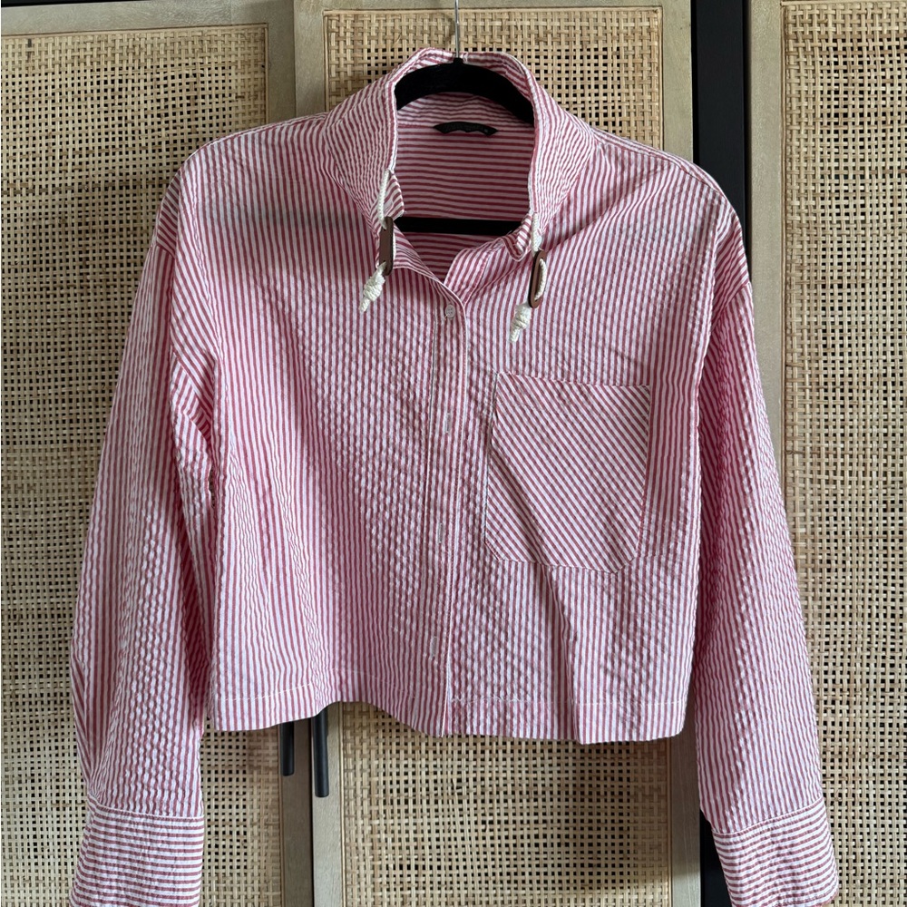 Zara Red and White Striped Top/Jacket